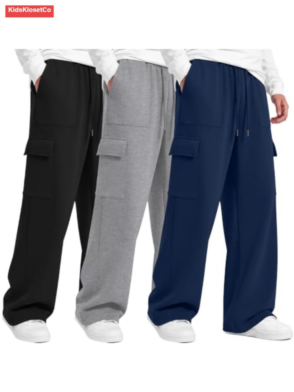 3 Pack Boys Wide Leg Sweatpants Active Jogger 5-14Y